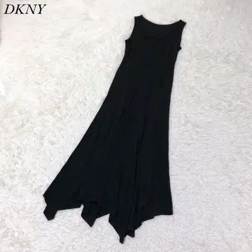 DKNY 다나카란 롱 원피스 S 슬리브리스 블랙 비대칭