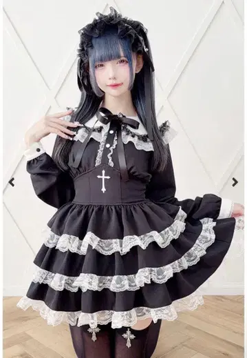 MA*RS 마즈 크로스 자수 티어드 셋업 블랙