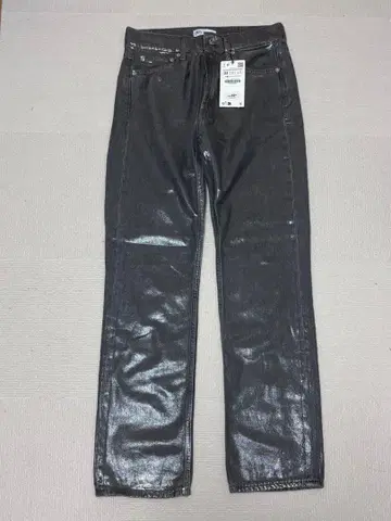 [레어] 완판템 ZARA 실버 코팅 메탈릭 플레어 데님