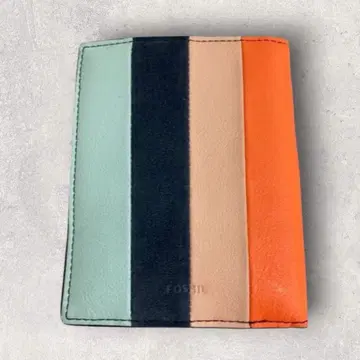 미사용 FOSSIL 가죽 멀티 지갑 컬러 블록 지갑