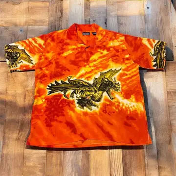 HB SPORT 3XL 오픈 카라 드래곤 반팔 하와이안 셔츠 올 패턴