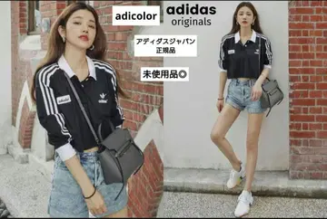 미사용 택 포함 아디다스 오리지널스 아디컬러 크롭 피케 셔츠