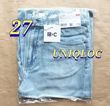 유니클로C 와이드 스트레이트 청바지 사이즈 27 블루 UNIQLOC