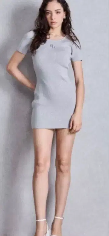 GYDA 리브 편직 반팔 미니 원피스 그레이 완판템