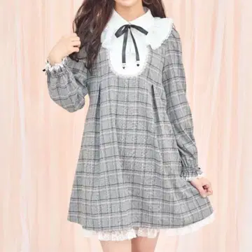 시크릿 허니 체크 카라 부착 원피스