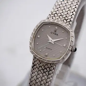 61 작동 CYMA 시계 여성용 4P 다이아 실버 그레이 시마