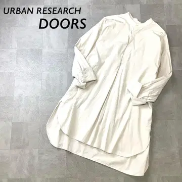 DOORS 스탠드 카라 셔츠 튜닉 원피스 라이트 베이지