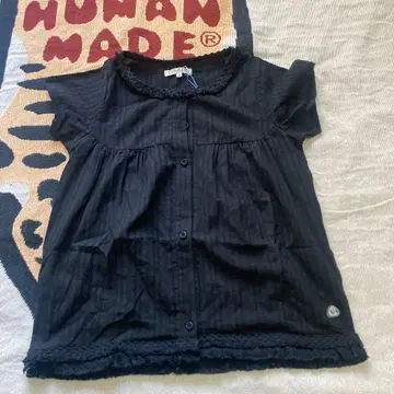 COYSEIO FRINGE SHIRRING BLOUSE BLACK