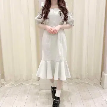 evelyn 리본 프릴 머메이드 원피스