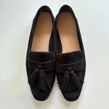 H&M 프리미엄 태슬 스웨이드 로퍼 블랙 24cm 37