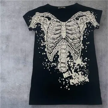 HELL CAT PUNKS 헬캣펑크 골격 디자인 T셔츠 해골