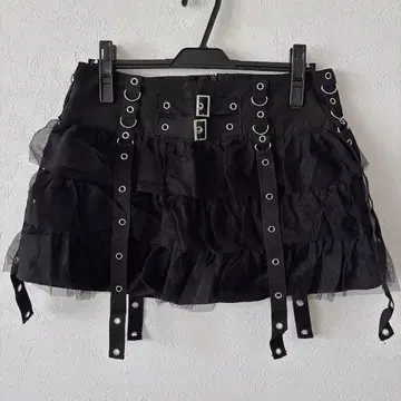 티어드 미니 스커트 블랙 고스로리 고딕 펑크 록 지뢰 서브컬쳐