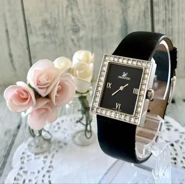 [ 레어 ] Swarovski 스와로브스키 시계 스퀘어 블랙