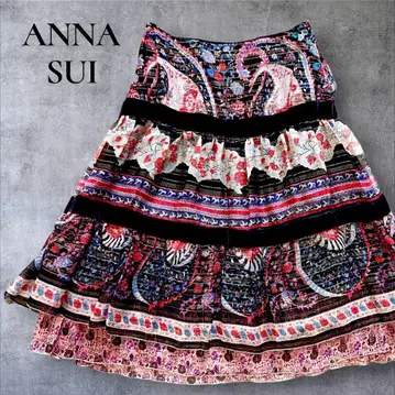 ANNA SUI 캉캉 스커트 새상품급 올 패턴 시어 라메 안감 있음