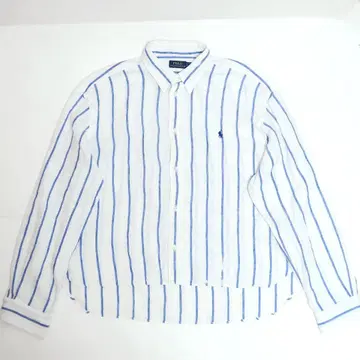 S 폴로 랄프로렌 린넨 스트라이프 셔츠 긴팔 숏 기장