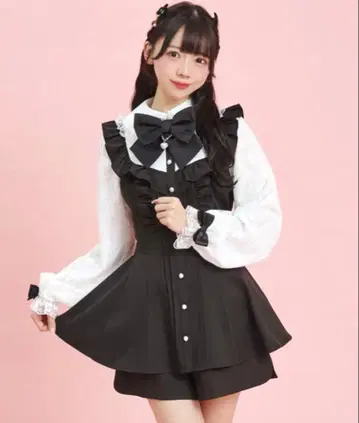 시크릿 허니 소매 레이스 핀턱 프릴 요크 절개 셋업