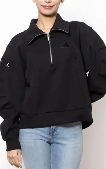 새상품 택 포함 adidas 블랙 하프 지퍼 맨투맨 XL