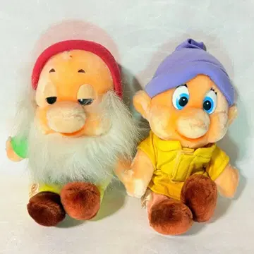 도쿄 디즈니랜드 일곱 난쟁이 봉제 인형 2개 세트 레트로 Disney