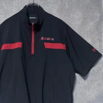TaylorMade 테일러메이드 로고 하프 지퍼 반팔 블랙 L