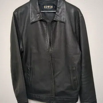 EDWIN 블랙 가죽 라이더 자켓
