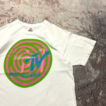 90's USA제 'MTV' Spiral Print T-shirt XL