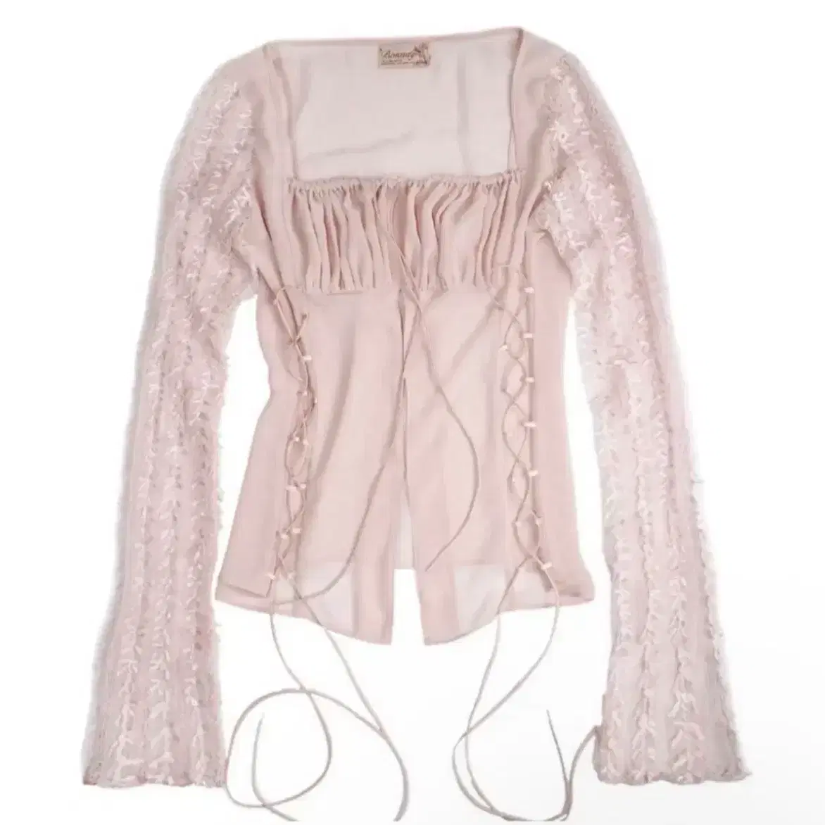 Bonnae Lace-up Chiffon Blouse Ivory | Bunjang Global