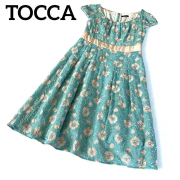 TOCCA 토카 자수 플라워 원피스 그린 0 꽃무늬 고급