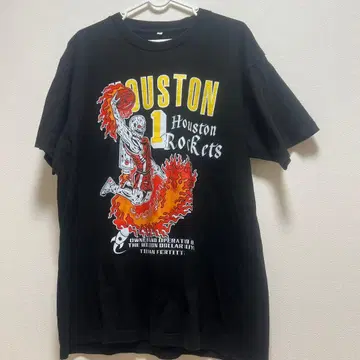 NBA 휴스턴 프린트 T셔츠 블랙 XL 상당 빈티지풍