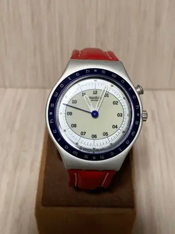 [미사용] swatch IRONY 스위스산 빨간색 벨트 라이트 포함