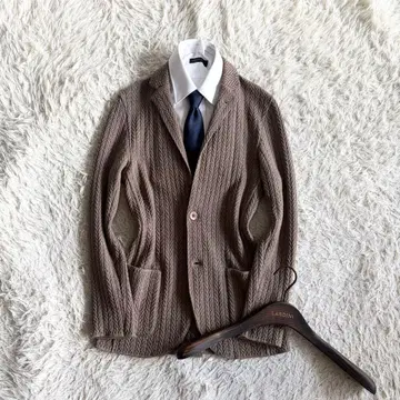 [컨디션 최상] LARDINI 브라운 울 니트 자켓 사이즈 XS 상당