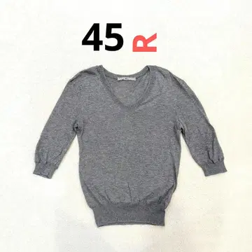 45R 45R 반소매 V넥 코튼 니트 45rpm