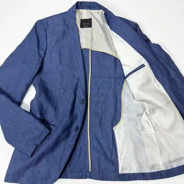 ZARA MAN 린넨 100% 테일러드 자켓 네이비 백 오픈 여름