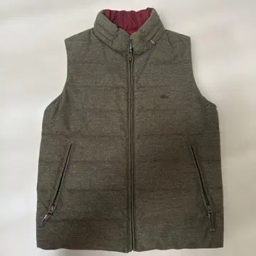 Lacoste 리버서블 다운 베스트 그레이/레드