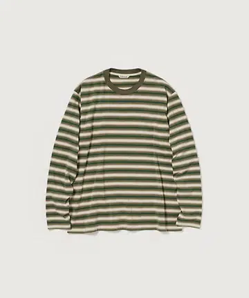 AURALEE GRADIENT STRIPE JERSEY L/S TEE