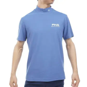 PING 핑 2026 모델 사슴 무늬 하이넥 반팔 셔츠 L 블루