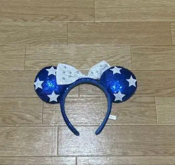 파란색 별 패턴 리본 포함 머리띠