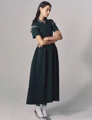 트럭 재킷 라이크 플레어 드레스 그린