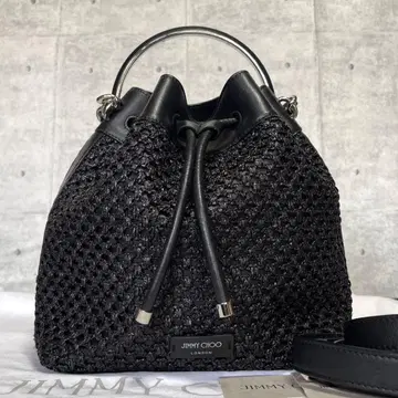 새상품급 JIMMY CHOO BON BON BLACK 라피아 2WAY 백