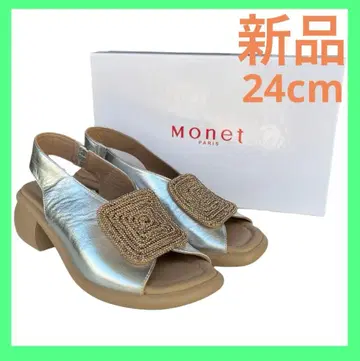 새상품 배송비 포함 Monet 실버 비즈 장식 샌들 38 24cm