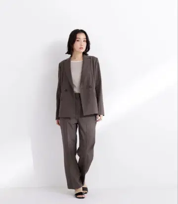 린넨라이크 SETUP 더블 버튼 자켓 스트레이트 팬츠
