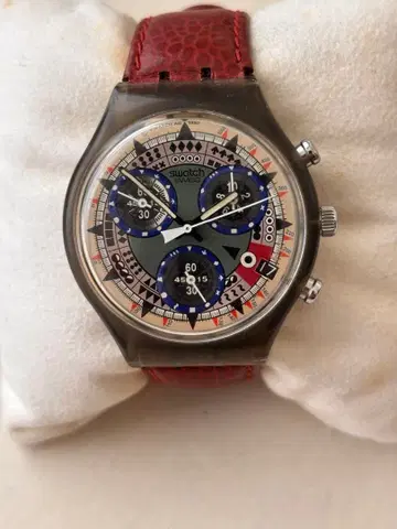 Swatch 크로노그래프 손목시계 가죽