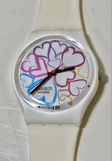 Swatch 하트 무늬 손목시계 쿼츠 새 배터리 교환 컨디션 최상 초레어