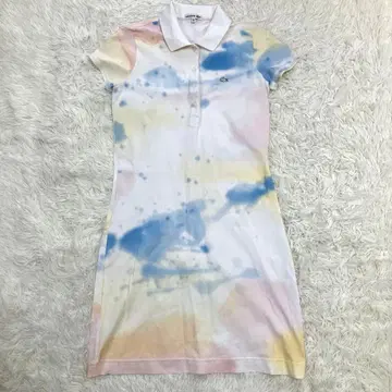 라코스테 LACOSTE 수채화 패턴 폴로 셔츠 원피스 반팔 멀티 컬러