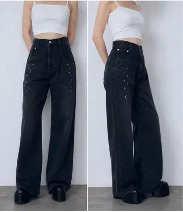EMODA 스파클 비쥬 루즈 청바지