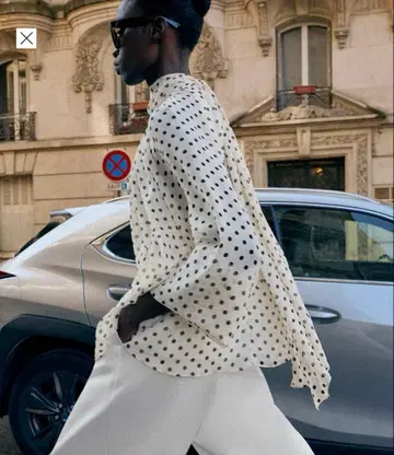 택 포함 미사용 새상품 ZARA 리본 도트 프린트 블라우스 도트 블라우스