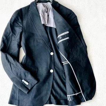 [최고급] Zegna 제냐 테일러드 자켓 은색 버튼 블랙 48