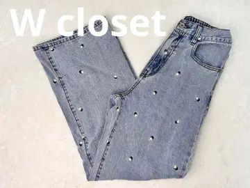 [ Wcloset ] 더블 클로젯 프리 사이즈 데님 팬츠 꽃무늬