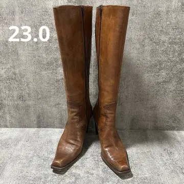 [ MANA ] 브라운 롱 부츠 스퀘어토