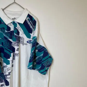 90s PUMA 빈티지 올 패턴 피케 셔츠 기하학 패턴 L 사이즈
