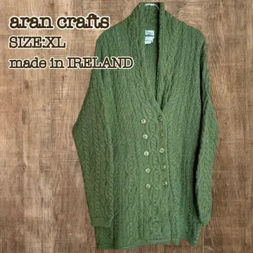 aran craft 숄카라 가디건 아란 니트 그린 XL